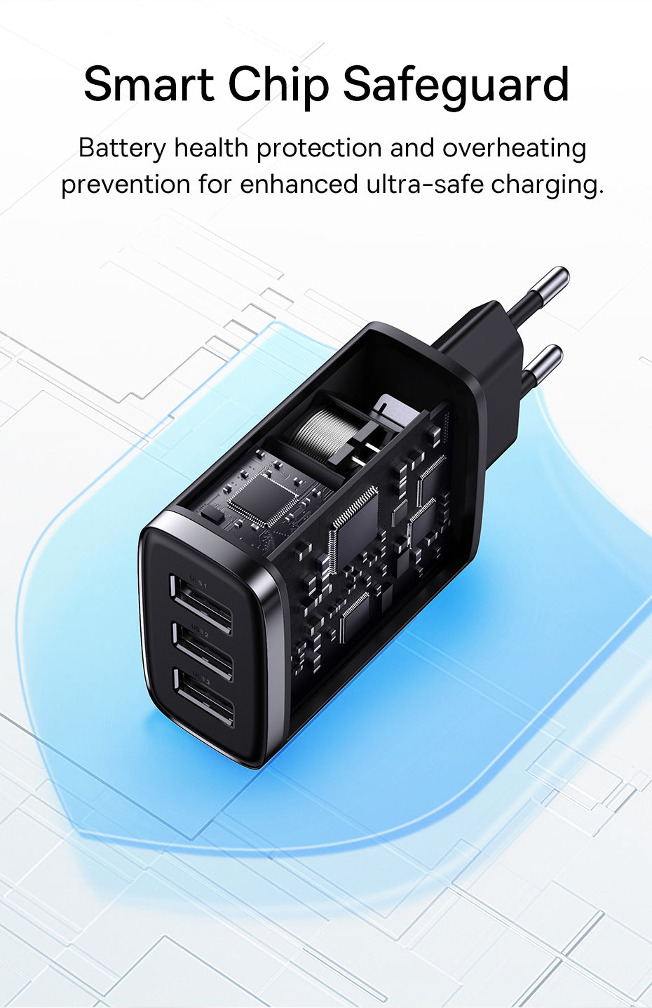 Baseus Charger 17W 3 Usb Output Black US Plug CCXJ020001
