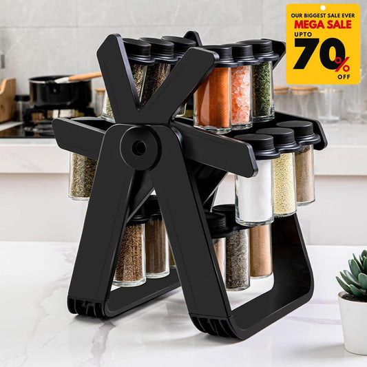 Rotating Spice Rack With 18 Jars
