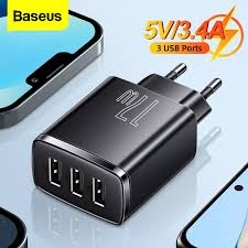 Baseus Charger 17W 3 Usb Output Black US Plug CCXJ020001